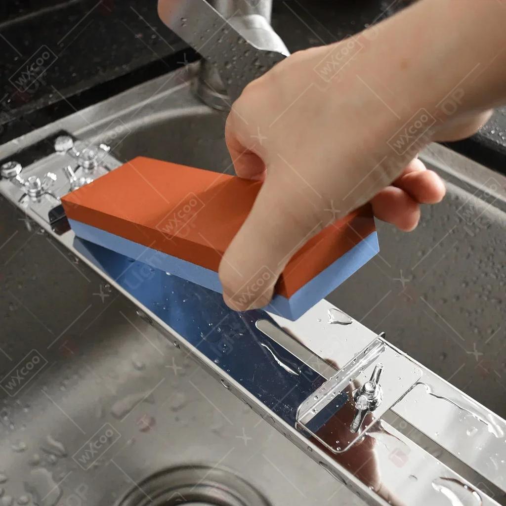 Stainless Steel Sink Sharpening Stone Holder Adjustable Anti-Slip Sink Whetstone Grinder Rack Sharpener Grindstone Accessories
