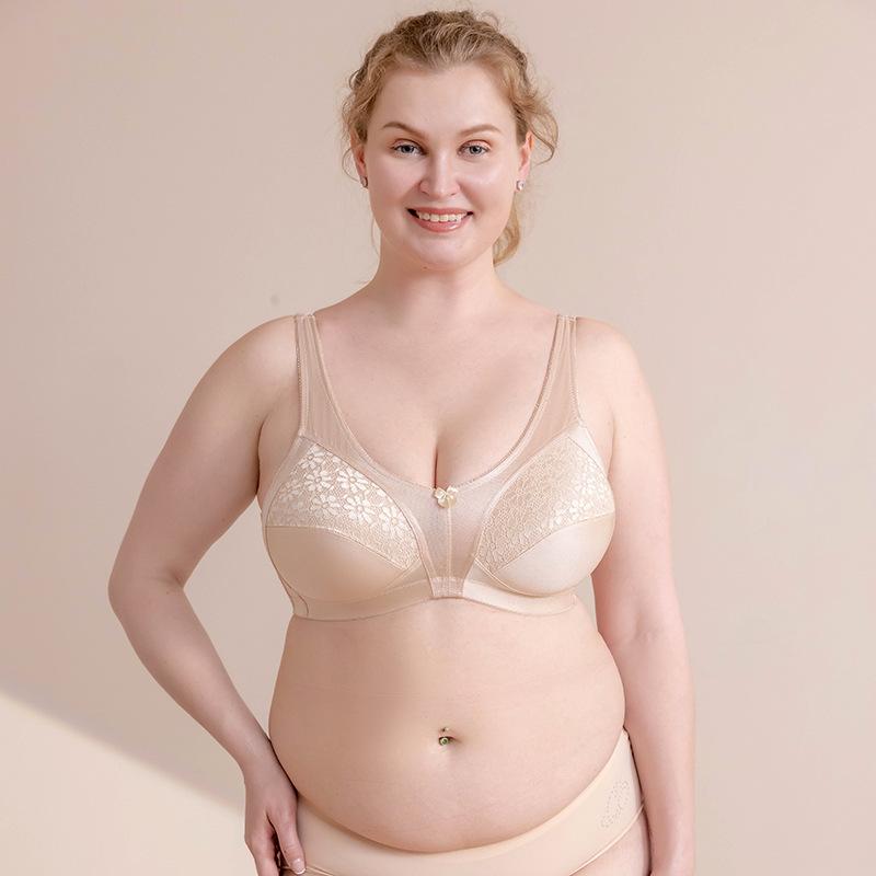 Large Size Bra Without Steel Ring Thin and Breathable Large Cup Sponge-free Underwear for Women with Large Breasts and Small Breasts