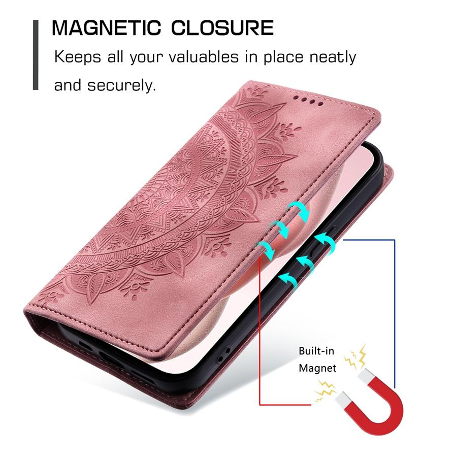 Luxury Embossing Flip Leather Case for Xiaomi Redmi OPPO VIVO Huawei Honor Strong Magnetic Wallet Card Slot Cash Clip Phone Cover