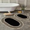 Машинная стирка коврика для ванной Нескользящая основа Моющийся набор из 2 ковриков для ванной E1045-2овальный, устойчивый к пыли и пятнам