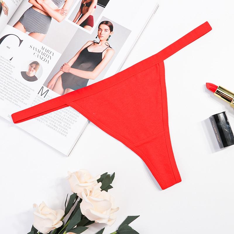 Women Cotton Thin Belt Thong Low Waist Sexy Panties Bikini Cotton Solid Color Women Underwear