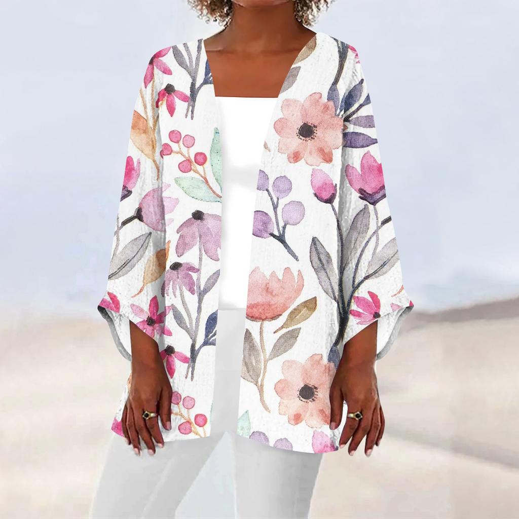 Женская повседневная модная легкая куртка средней длины с принтом в стиле ретро, ​​кардиган