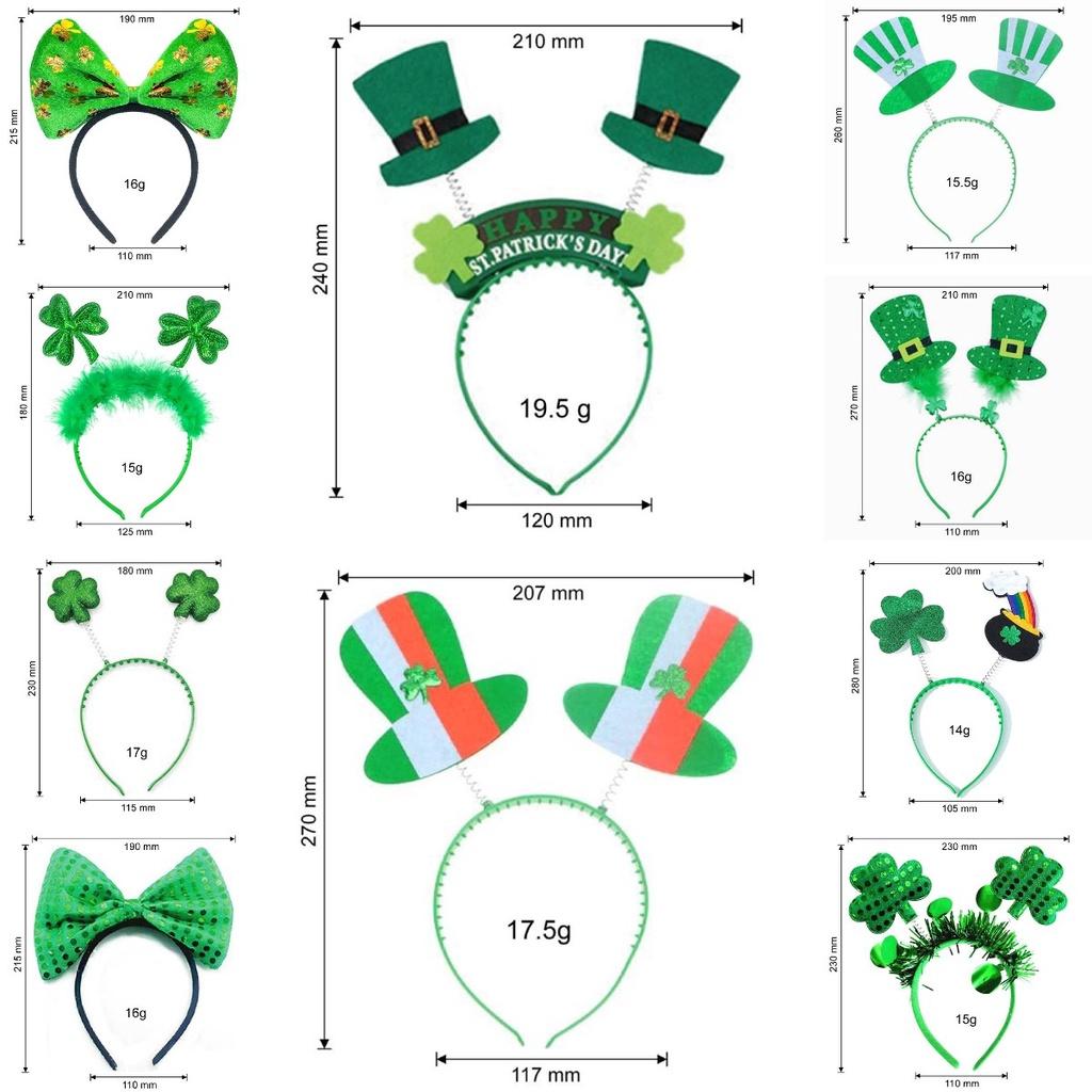 5pcs Green Clover Hair Band Elf Hat Accessories For St. Patrick's Day