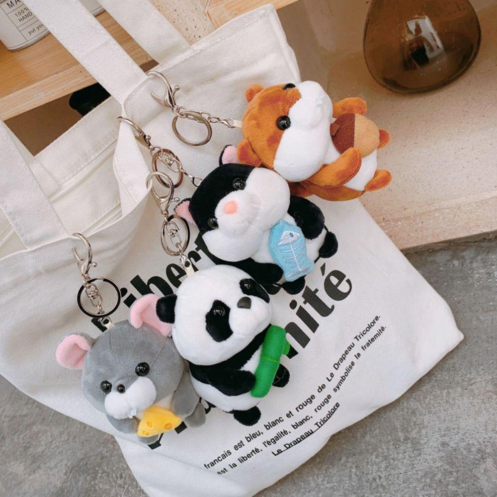 Pendant Panda Women Key Chain Doll Plush Key Buckle Car Key Ring Ornaments Korean Style  Key Holder