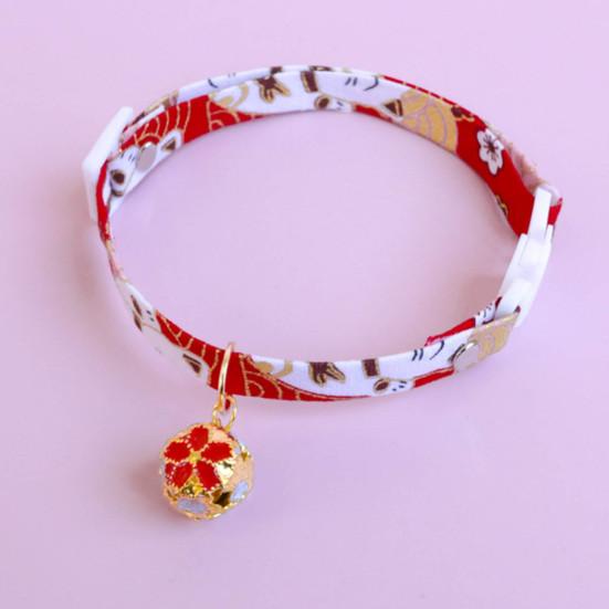 Ошейник для домашних животных в японском стиле, регулируемый отрывной ошейник для домашних животных, кошек, собак с колокольчиком