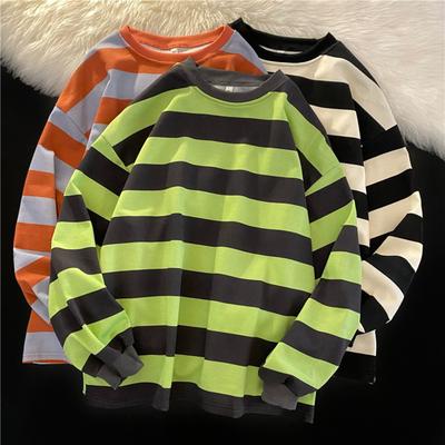 Женская весенняя полосатая длинная толстовка с люрексом, свободный верх