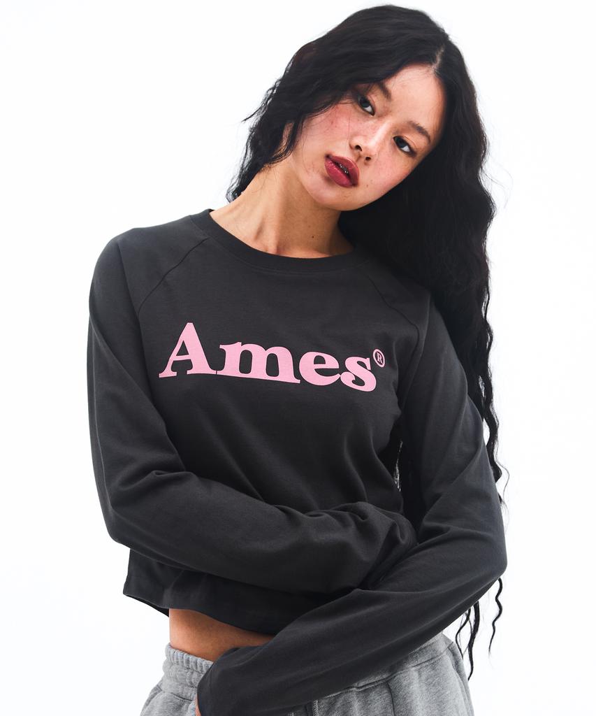 AMES-WORLDWIDE Basic Logo Longsleeve Tee Charcoal