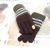 Cycling Korean Style Mittens Show Two Fingers Women's Knitted Gloves Ladies Winter Accessories
