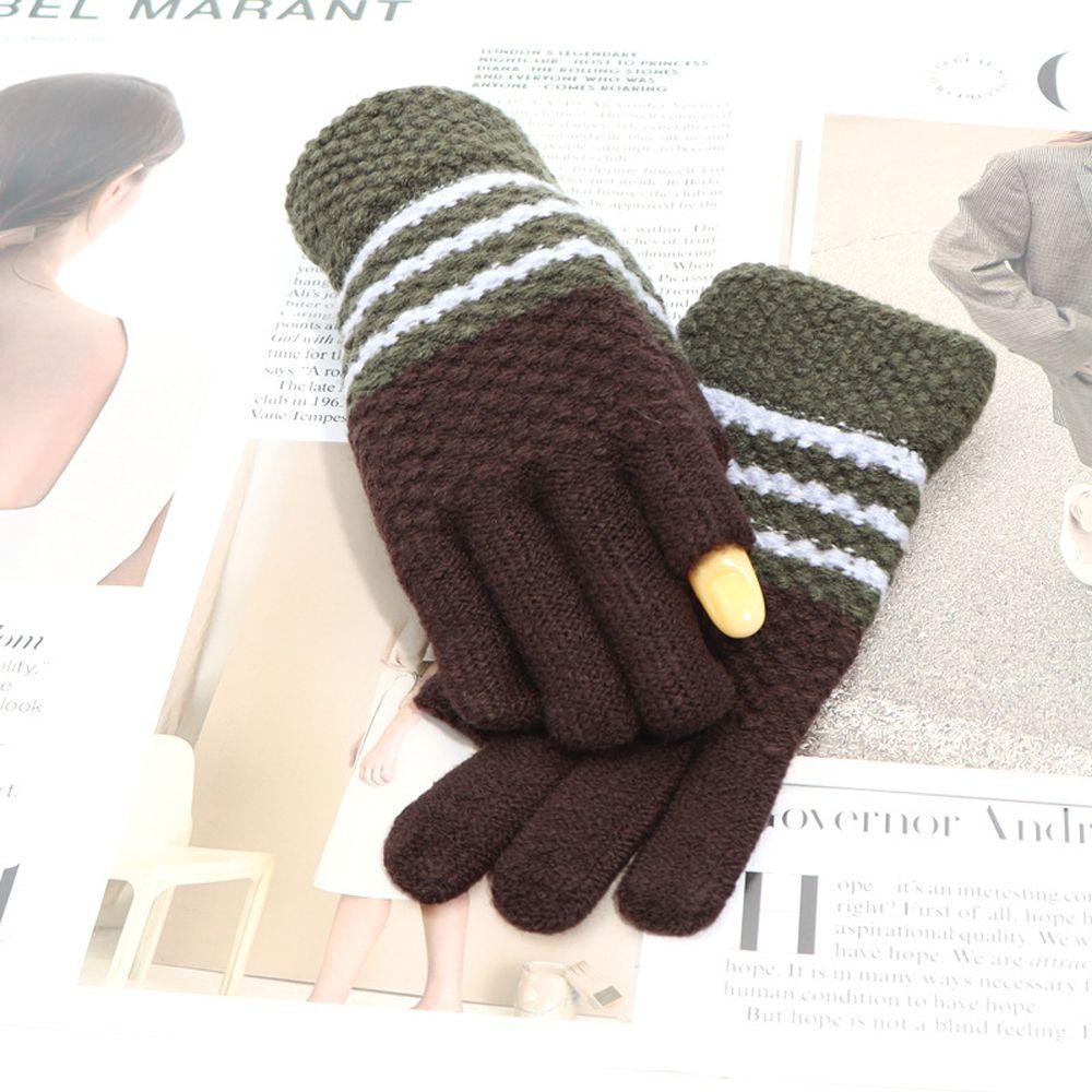 Cycling Korean Style Mittens Show Two Fingers Women's Knitted Gloves Ladies Winter Accessories