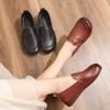 Middle-Aged and Elderly Women's Spring and Autumn Genuine Leather Flats Mom's Comfortable Soft Sole Non-Slip Loafer Shoes