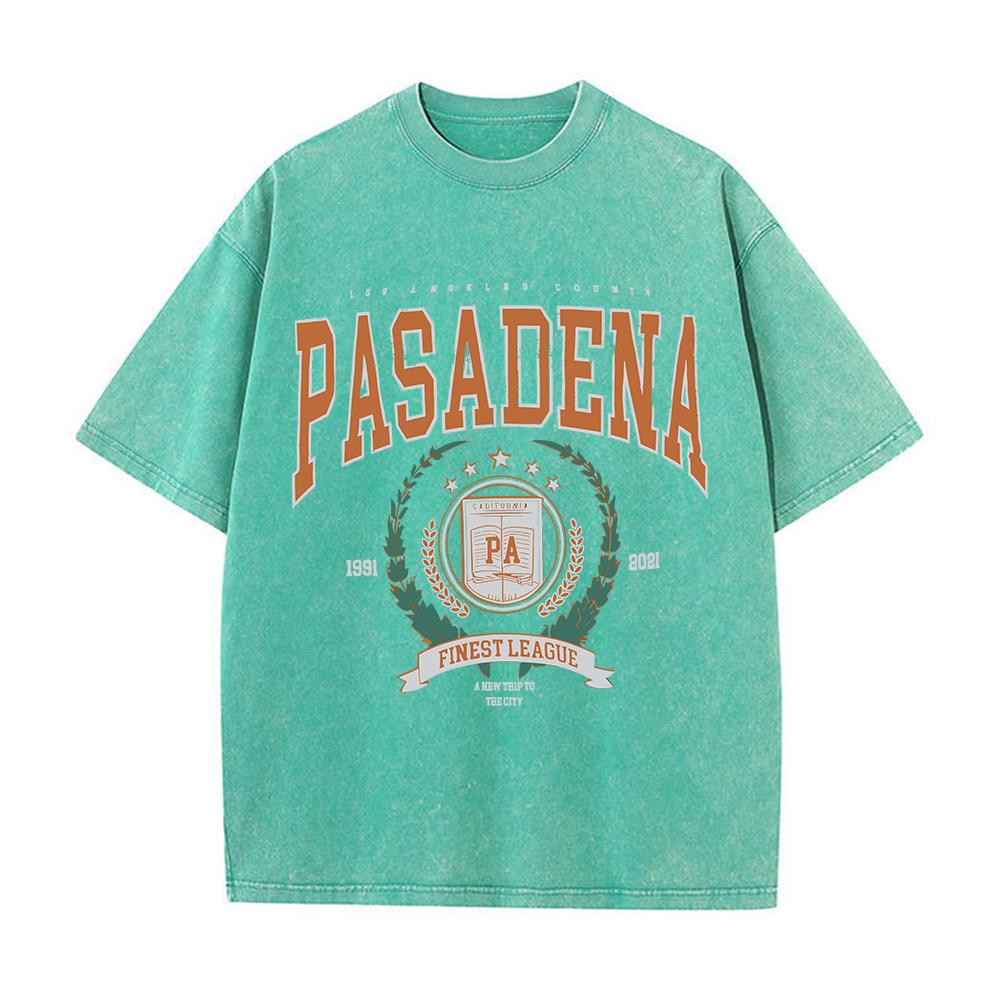 Летние женские хлопковые стираные футболки с принтом Pasadena Finest League, свободные потертые топы с круглым вырезом, уличная одежда