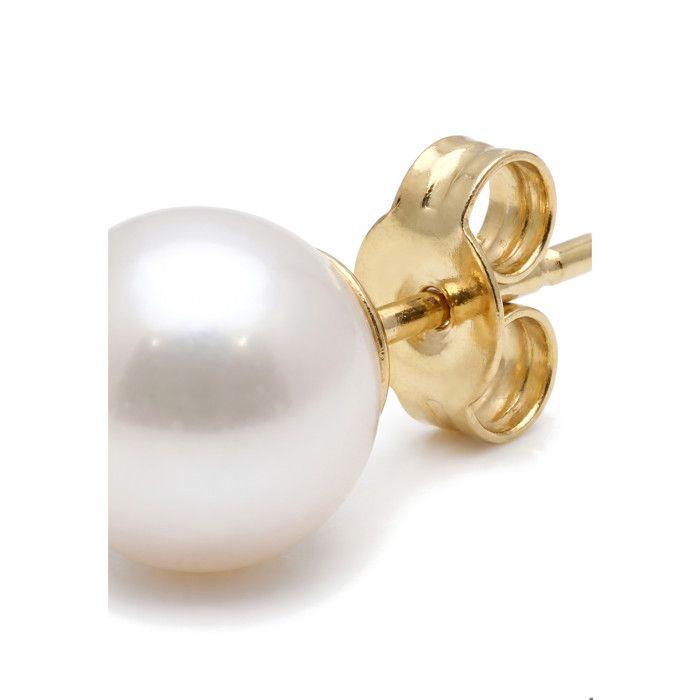 Boucles d'oreilles - PEARLS & COLORS - Clous - Perle d'eau douce ronde 7-8 mm - Or jaune 9 ct (375) - Qual. AAA+ Blanc