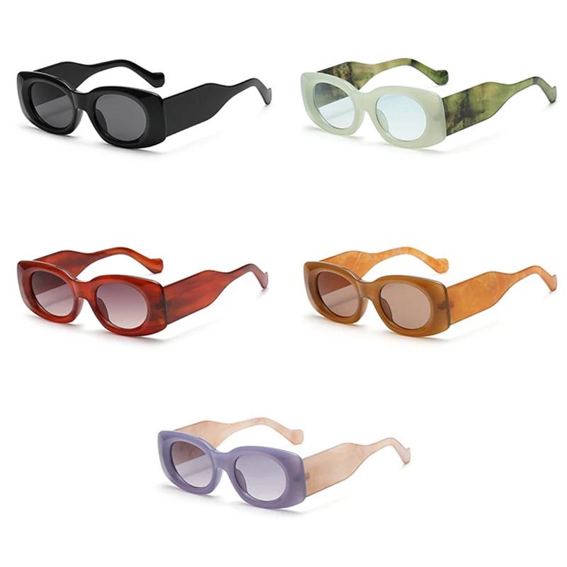  New Ins Popular Fashion Oval Women Jelly Color Sunglasses Retro Gradient Shades UV400 Men Wide Legs Sun Glasses