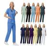 Nursing Surgical Uniforms Woman V-Neck Short Sleeved Uniform Scrub Sets Wholesale Lab Beauty Salon Workwear Pet Doctor Nurse Set