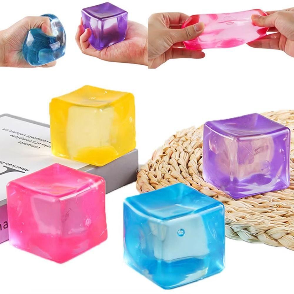 Clear Cube Squeeze Ball Soft Slow Rebound Toy Anti-Anxiety Sensory Cube Office Break