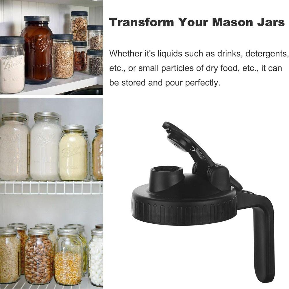 With Handle Mason Jar Pour Spout Lid Leakproof Seal Bottle Cover Spout Lid  for Wide Mouth Jar