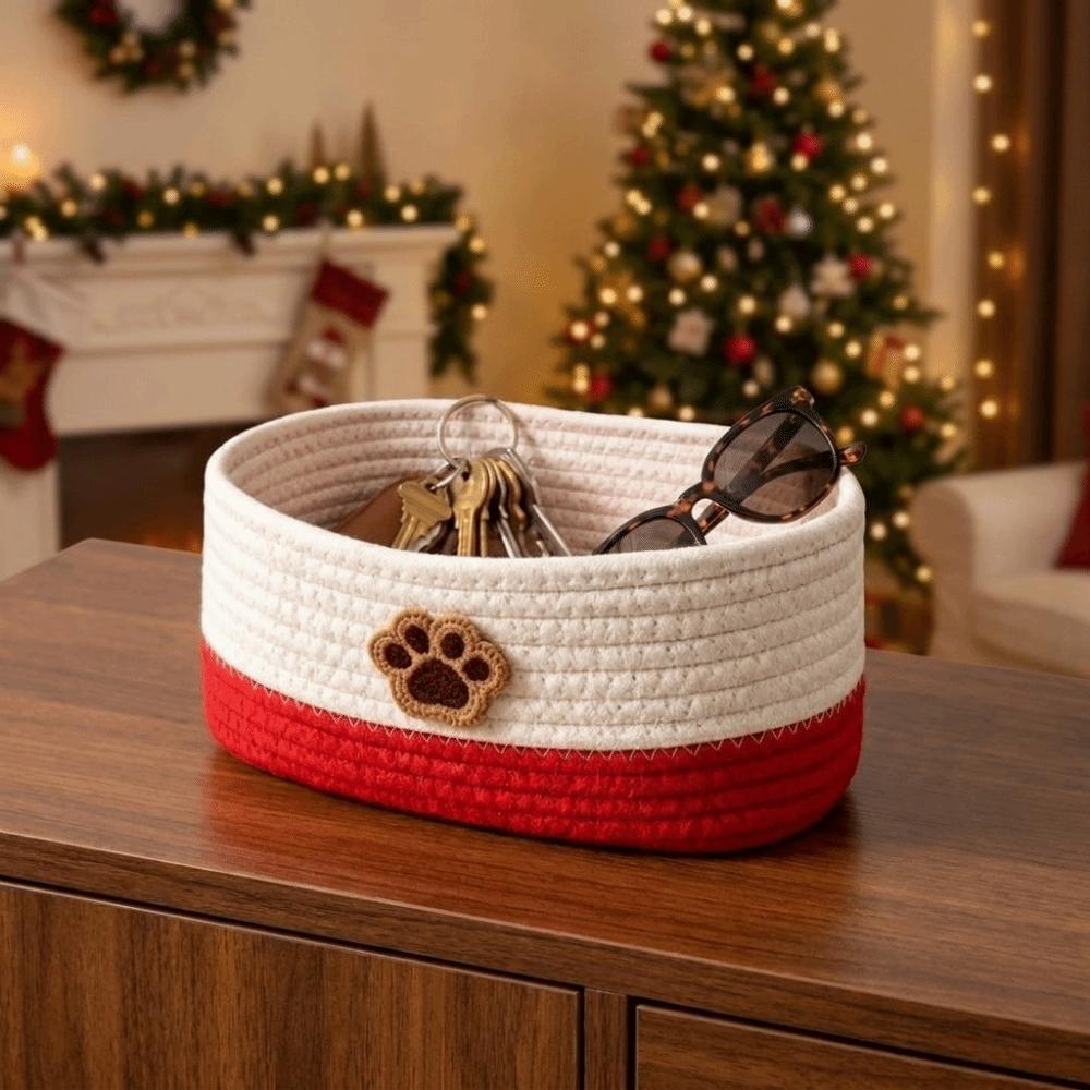 Cotton Rope Hand Woven Storage Basket Xmas Theme Candy Storage Baskets Party Supplies
