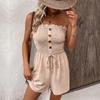 Summer Women Rompers Solid Color Playsuits Sexy Strapless One-piece Shorts