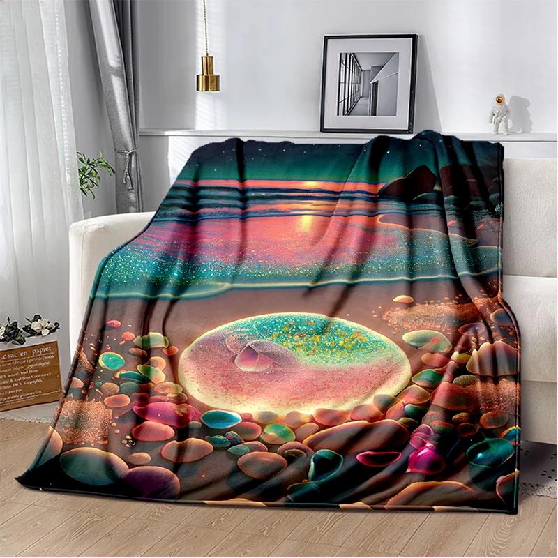 2025 New Style Beauty Colorful Pebble Road Beach Stone Scenery Blanket,Soft Throw Blanket for Home Bedroom Bed Sofa Cover Kids