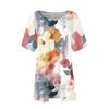 Women's Fashion Large Size Round Neck Short Sleeve Casual Print Loose Pullover Top