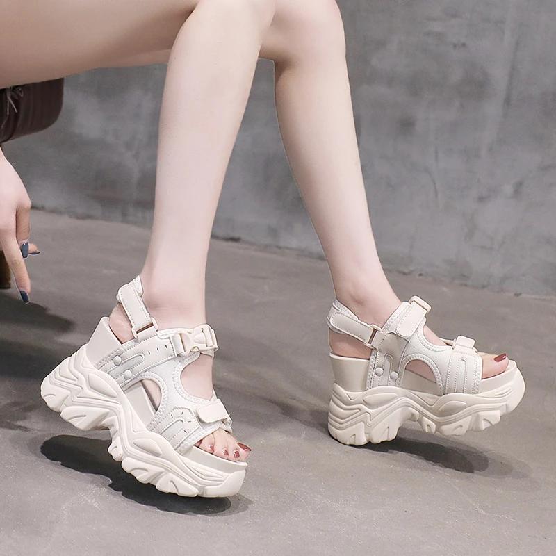 Fashion 10.5CM Chunky Platform Sandals Women 2025 High Heels Sexy Open-toed Sandals Wedge Increased Shoes Ladies Beach Summer Sandalia