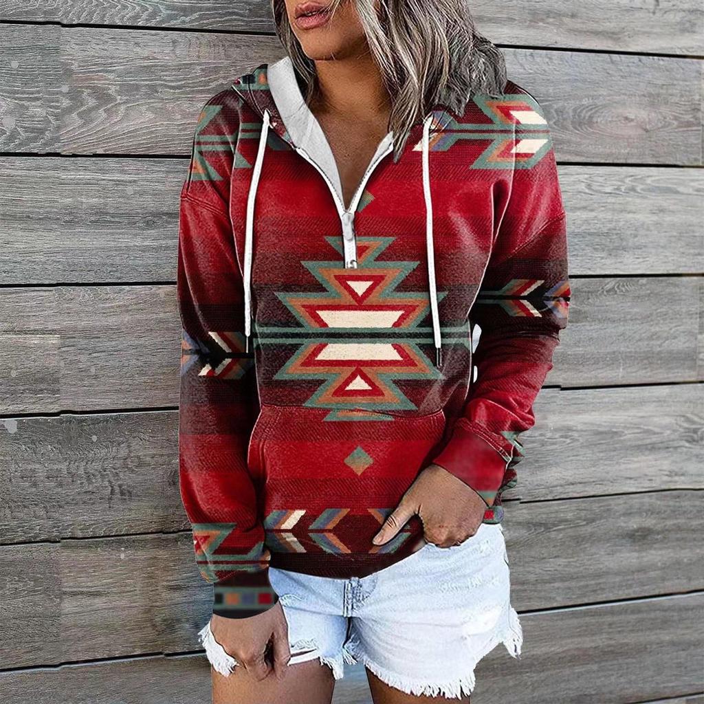 Hot Selling Women's Clothing Autumn And Winter New Ethnic Tribal Hooded Sweater Coat Women Outwear Top