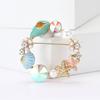 Japan And South Korea Creative Alloy Starfish Conch Rhinestone Wreath Brooch Cute Versatile Women'S Clothing Corsage Ornament Pin