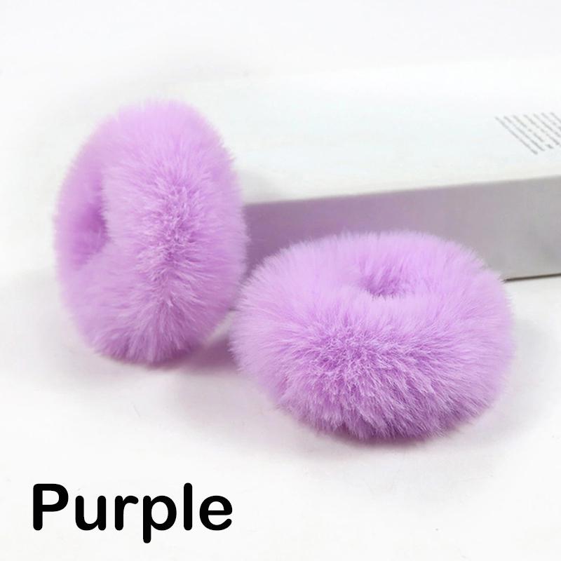 Fashion Luxury 2 Fluffy Pieces Child Girl Fluffy Furry Scrunchies Hair Scrunchies Bands Ring Ponytail Holder Hairwear Hair Decoration