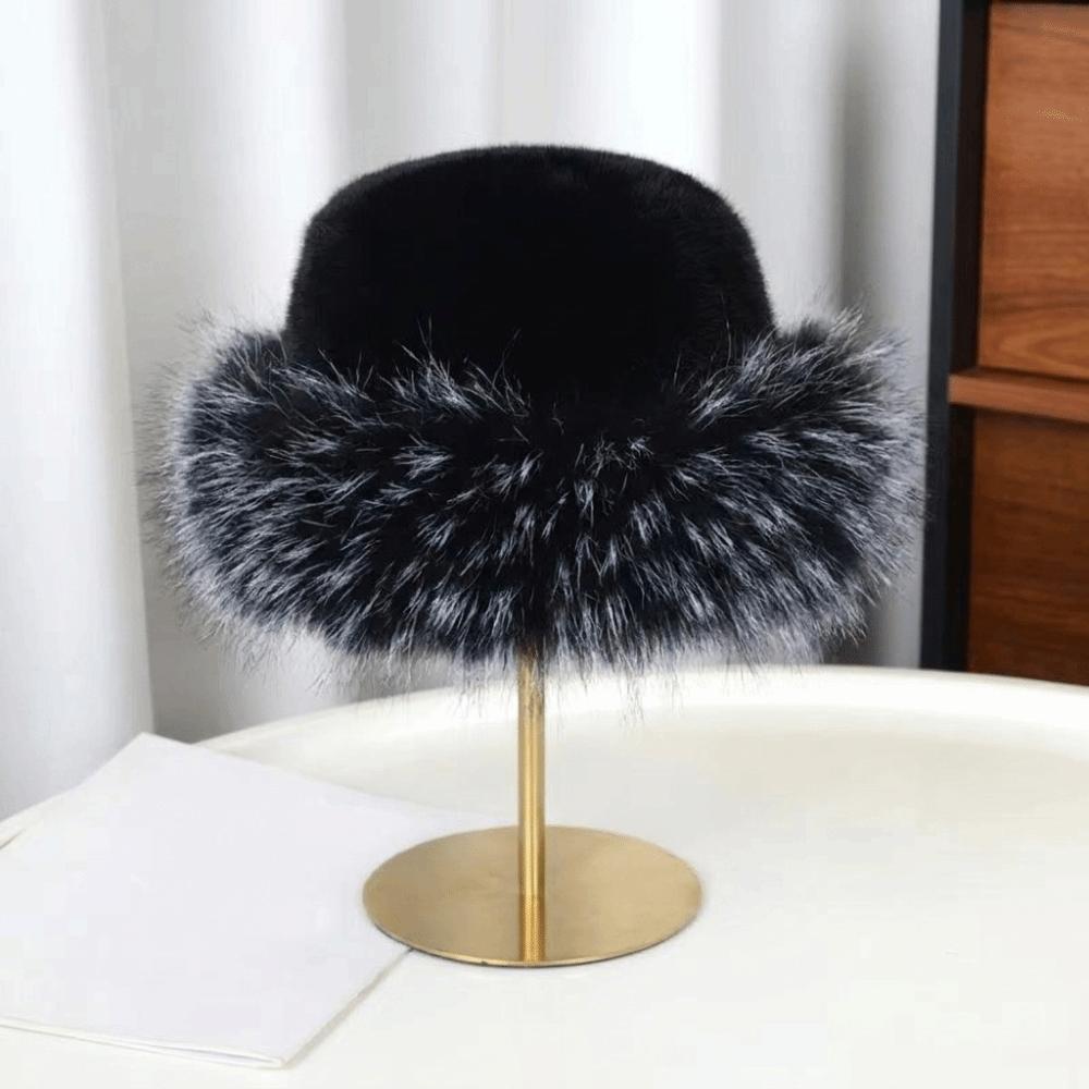 Korean Style Plush Bucket Hat Brimless Fluffy Warm Hat Retro Mink Fur Fisherman Hat Outdoor