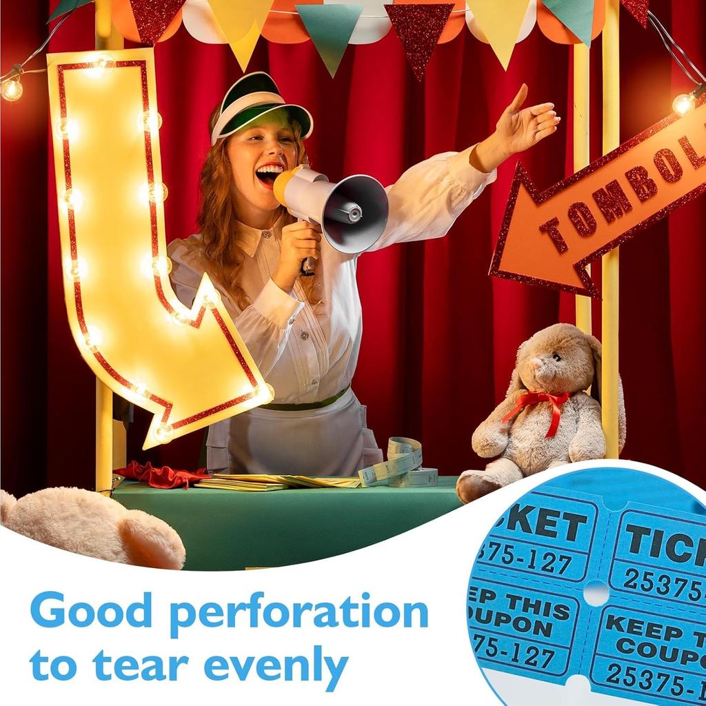 DGBDPACK 200 Raffle Tickets, 50/50 Double Ticket, Bold Numbers for Easy Reading, Ticket for Events,Class Reward & Prizes -Blue