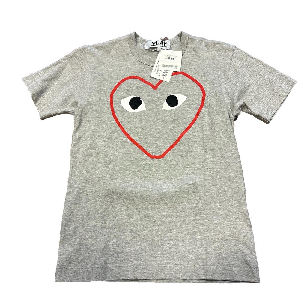 NWT CDG COMME DES GARCONS LOGO SHIRT SZ S GREY RED SHORT SLEEVE TEE (56) Unisex T-Shirt