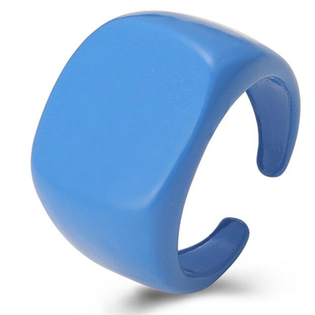 Ins Aesthetic, 5 шт./компл., синий цвет, тема, гипербола, толстые акриловые кольца из смолы, набор для женщин, девчачьи модные кольца для вечеринок «сделай сам», ювелирные изделия