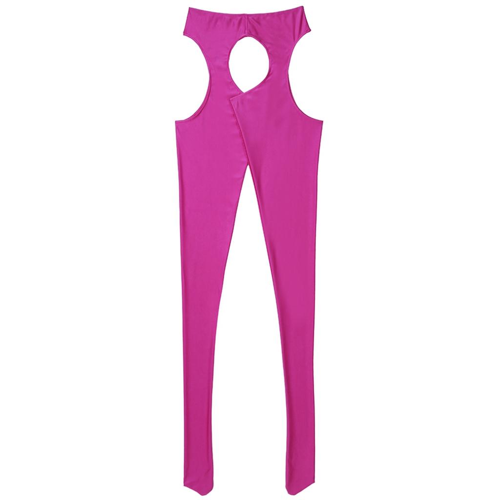 Женские сексуальные колготки без вырезов, бесшовные полые колготки с открытой промежностью, блестящие шелковые чулки