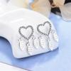 Fashion Dream Catcher Feather Personality 925 Sterling Silver Jewelry Love Heart -Shaped Crystal Temperament Stud Earrings Xze190