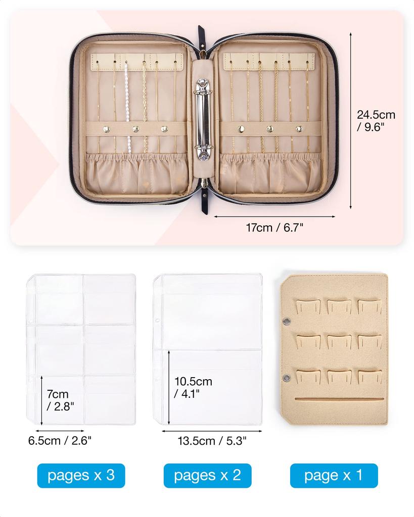 Jewelry Travel Organizer Case Transparent Jewelry Storage Book Ring Binder Jewelry Bags Clear Booklet Jewelry Rolls Zipper Bag