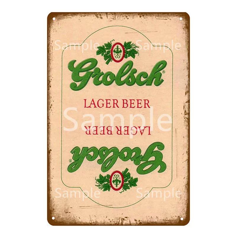 Grolsch Lager Beer Metal Poster Tin Signs Wall Art Painting Decorative Plaque Bar Pub Club Home Decor Art Crafts YK052