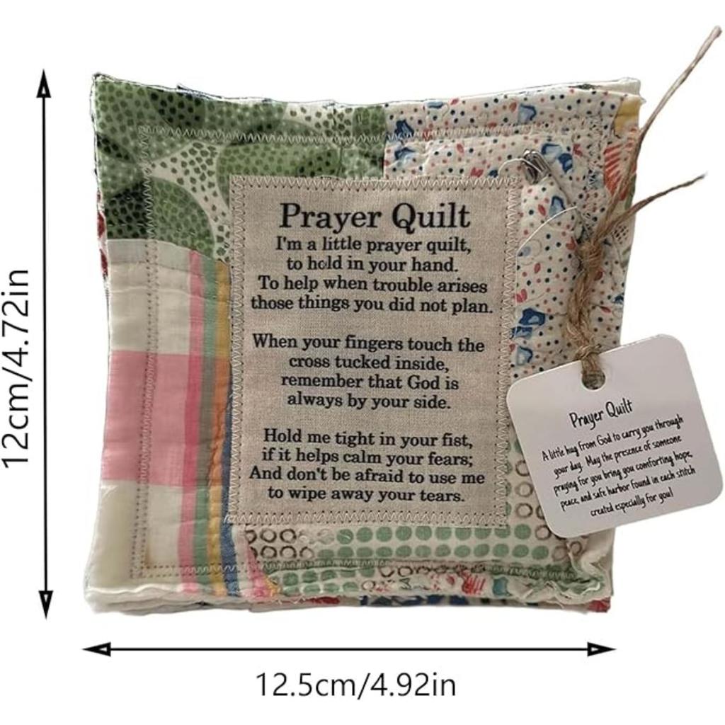 Mini Scripture Quilts,Prayer Quilt With Cross Inside,Pocket Prayer Quilt,Handmade Sew Individually Colorful Quilts Sympathy,Remembrance Christian Gift
