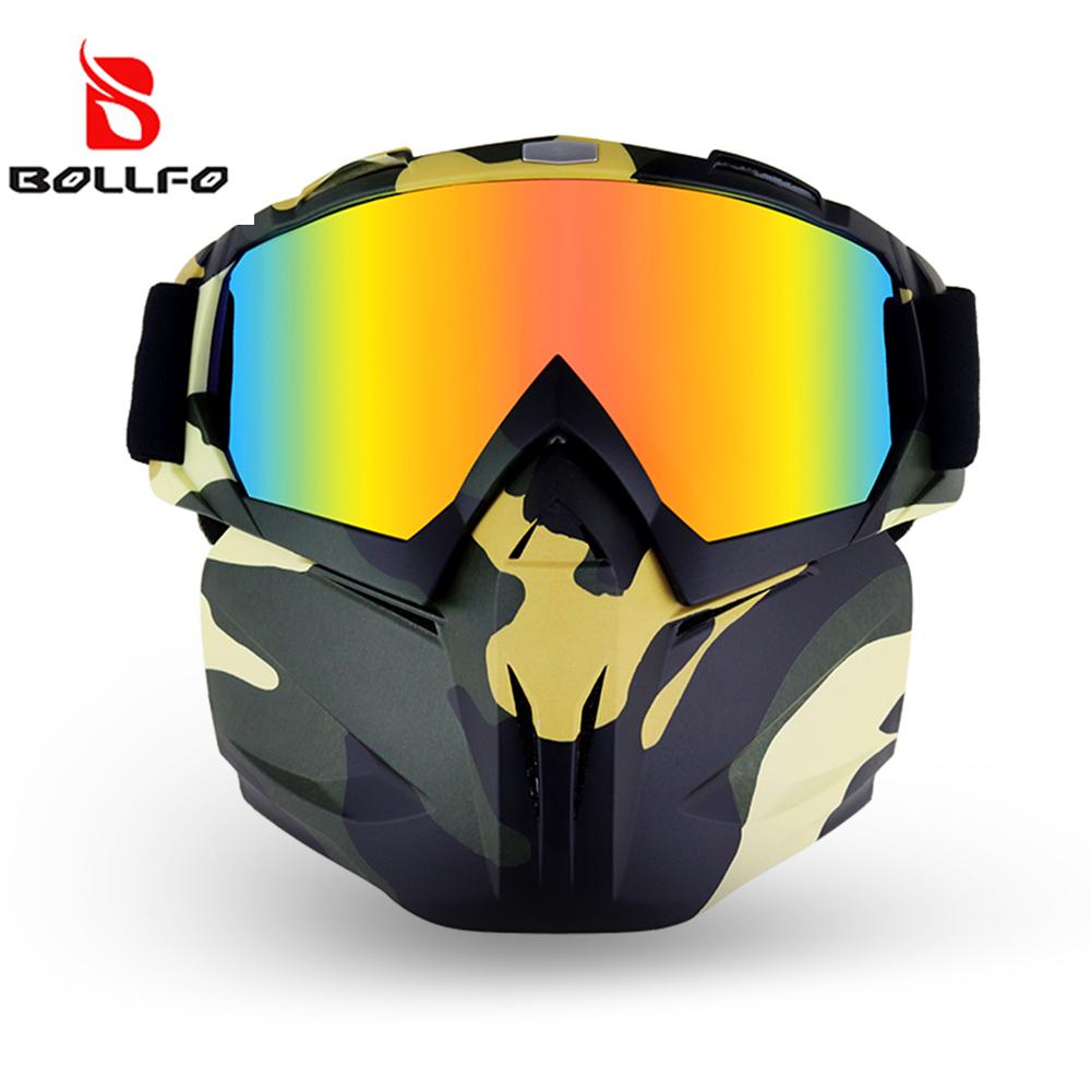 BOLLFO Съемная Маска для Лица Мотоциклетные Очки Защита UV400 Двойная Вентиляция Антизапотевающие Ветрозащитные Классические Мотокроссовые Очки