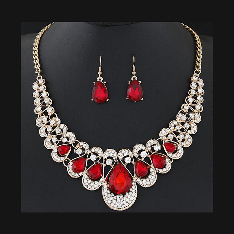 Комплект ювелирных изделий из металла, сверкающие бриллианты, ожерелье, серьги, набор для женщин, праздничные украшения, подарок