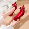 Autumn Ladies High Heels Pointed Toe Shaped Heel High 5 /7cm Shoes Square Buckle Travel Banquet Weeding Shoe High Heels