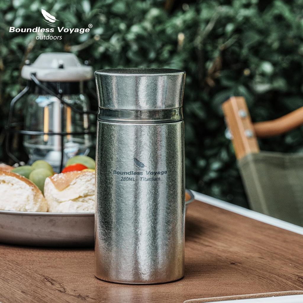Бутылка Boundless Voyage Titanium, бутылка для воды, термос, 280 мл, двухстенная, с вакуумной изоляцией, с ситечком для чая, кружка, бутылка из чистого титана