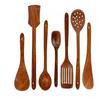 Set of 7 Wooden Spoons and Spatula for Cooking, Sleek, Sold and Non-Stick Cookware for Home Use and Kitchen Décor