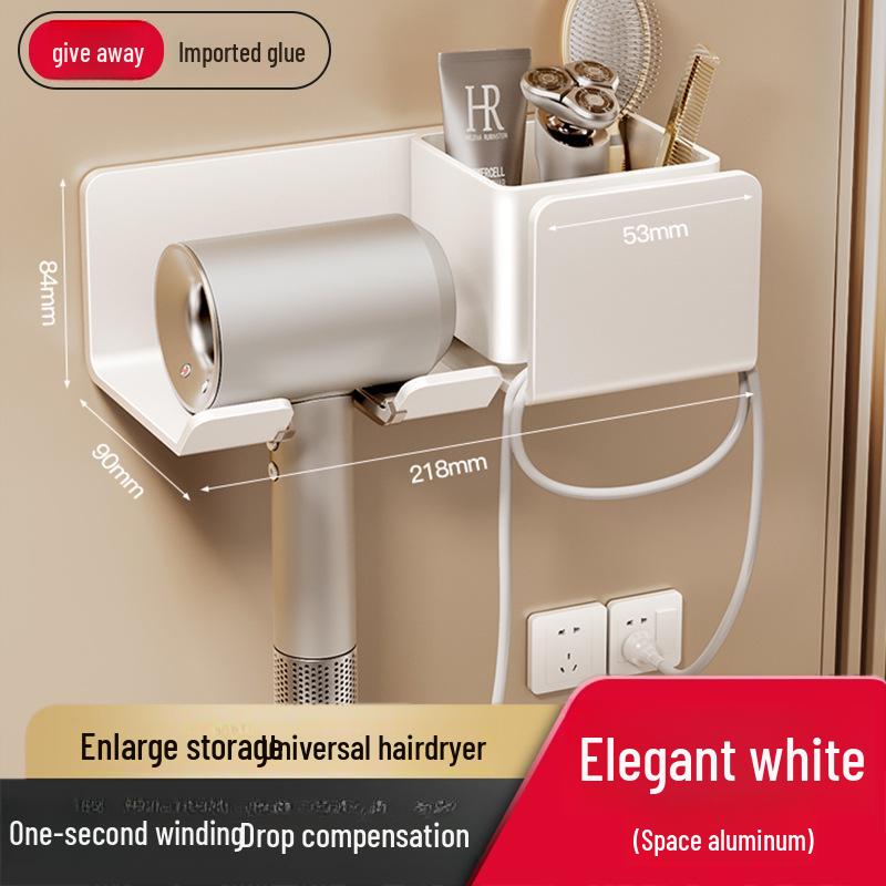 Настенный держатель для фена без отверстий для хранения в ванной комнате