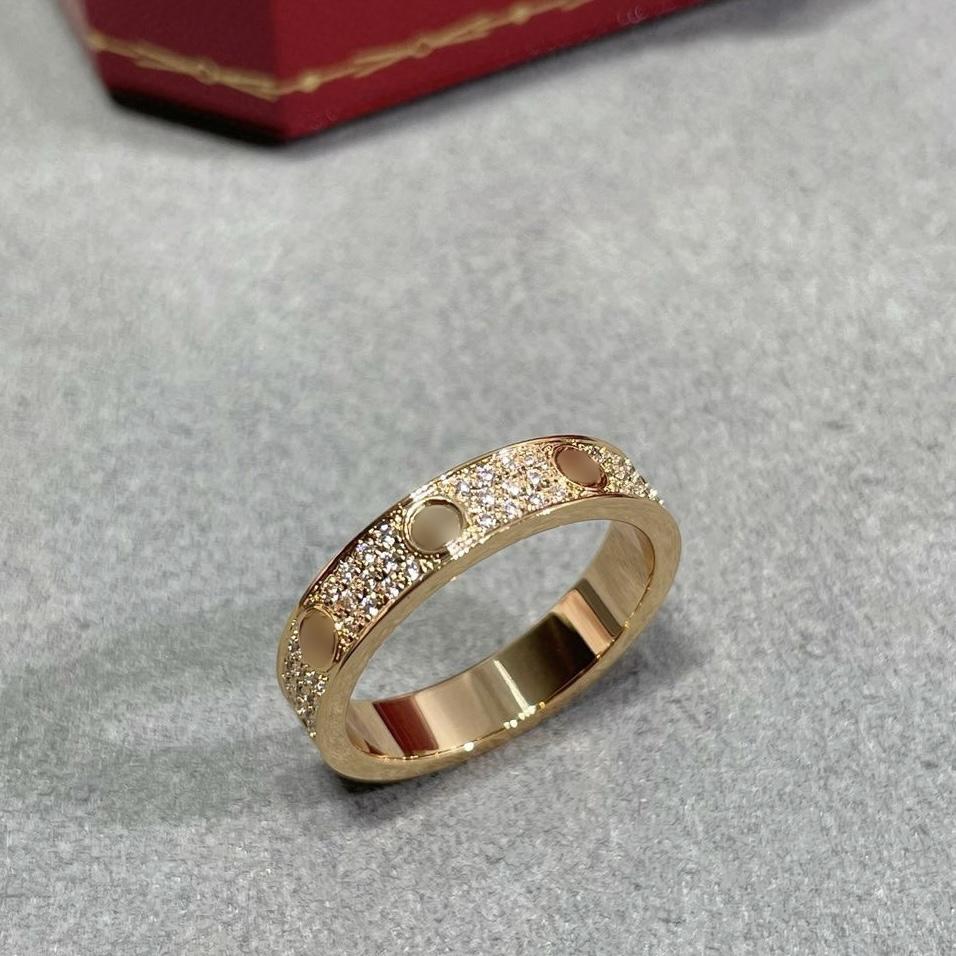 V Gold Высокая версия Звезда Цыганки 3-рядное Алмазное Кольцо Узкая Широкая версия Женское Позолоченное 18 карат Розовое Золото Кольцо для пары