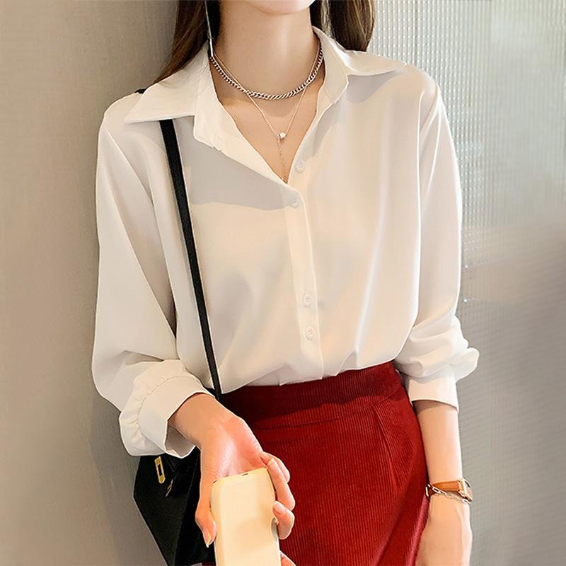 Ladies' Shirt Women's White Shirt Early Fall Long-sleeved Shirt Design Sense Niche Temperament White Chiffon Blouse Temperament Elegant Fashion Top