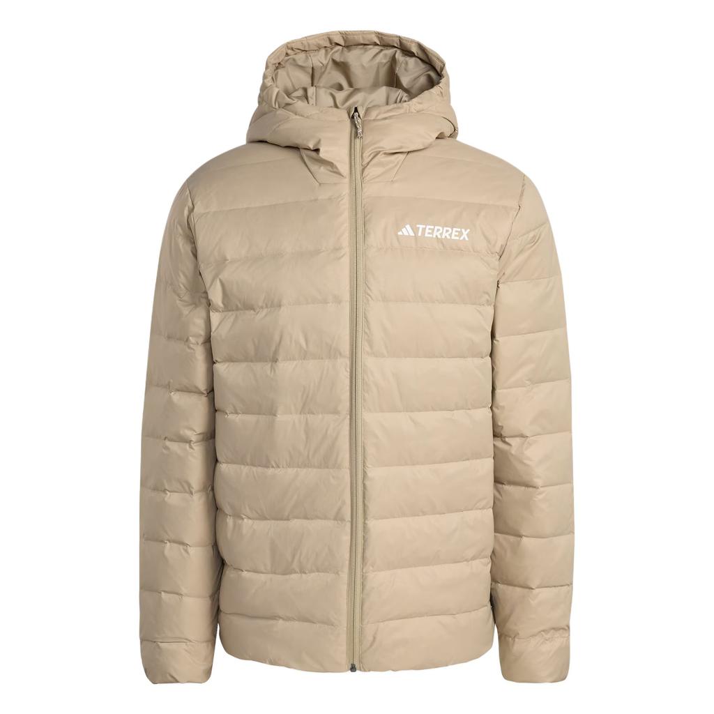 Adidas Essentials Terrex Multi Light Water-Resistant Outdoor Warm Windproof Hooded Zipper Duck Down Jacket Men Jacket Cargo-Brown KB2175