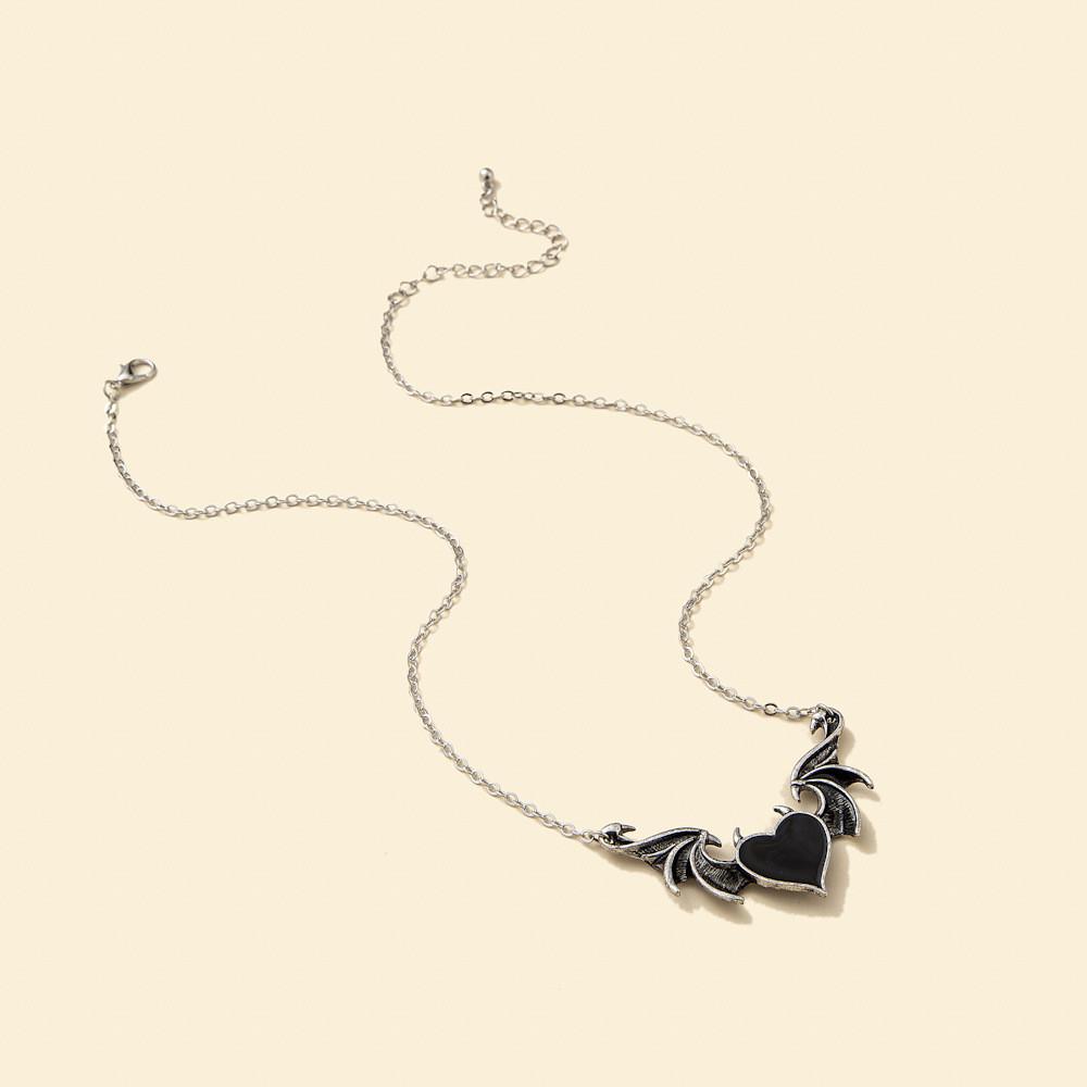 Modern Alloy Heart And Wing Necklace Stylish Versatile Jewelry For Women