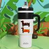 1pc Cartoon Giant Straw Insulated Cup Large-capacity Car Cup Men's and Women's Large Water Bottle with Straw Cold Insulation
