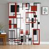 Nordic Retro Medieval Geometric Abstract Red Tulle Curtains Living Room Kitchen Window Decoration Chiffon Voile Sheer Curtain