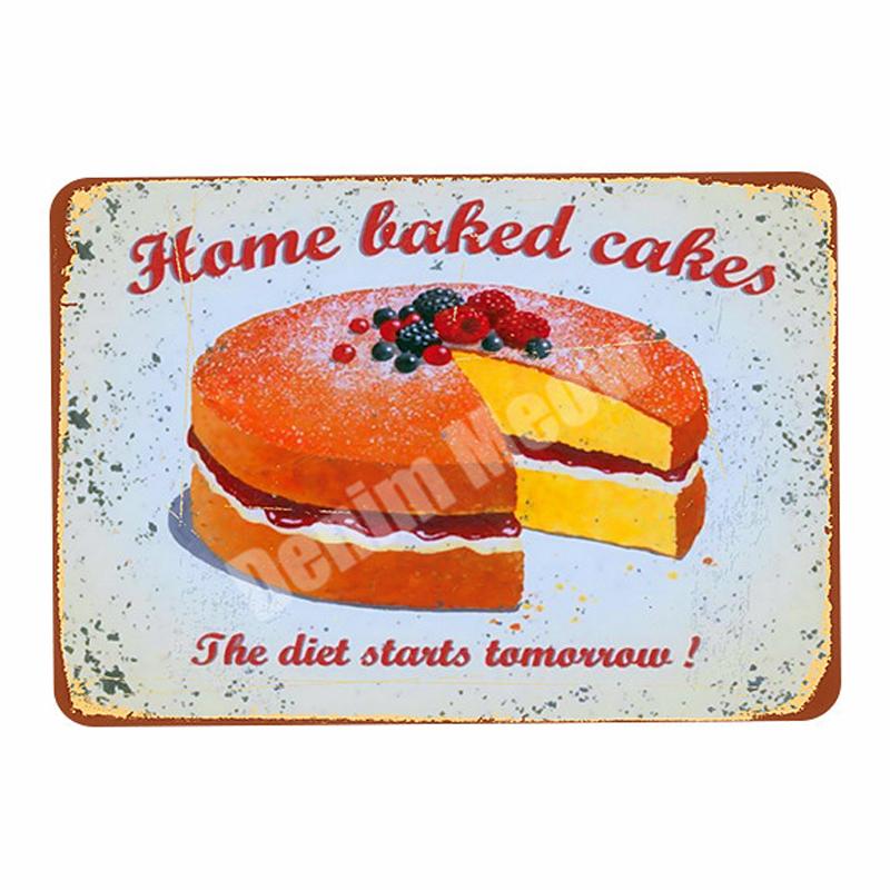 КОФЕ табличка металлические жестяные вывески паб-бар пончики декоративная тарелка мороженое запеченная настенная живопись пирог торты винтажный домашний декор A293